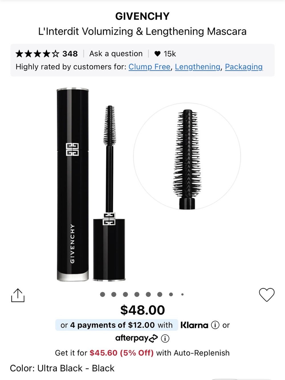 Givenchy L'Interdit Volumizing & Lenghtening Mascara NWT